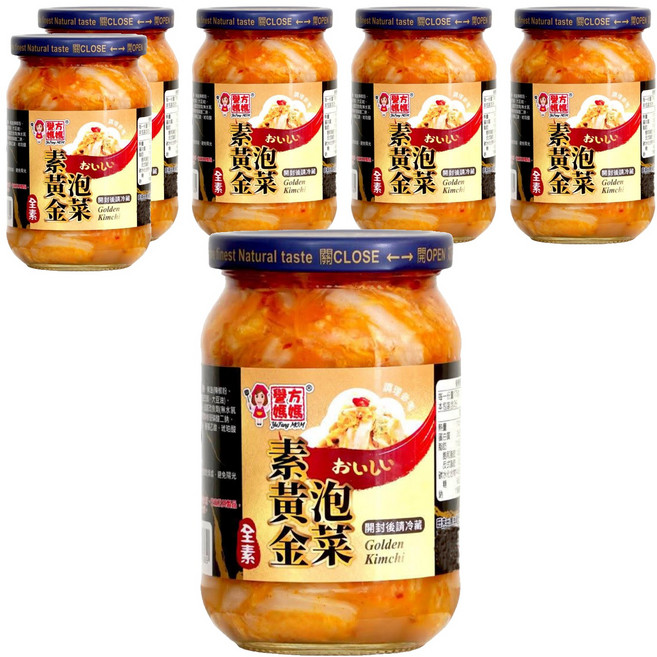 譽方媽媽 素黃金泡菜 經典香醇滋味 清甜爽脆 超級涮嘴的下酒菜, 350g, 6罐