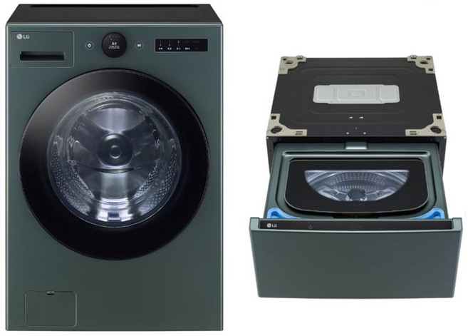 LG전자 트롬 오브제컬렉션 세탁기 + 미니워시 세트 FX25GARX 25kg + 4kg 방문설치, 네이처 그린