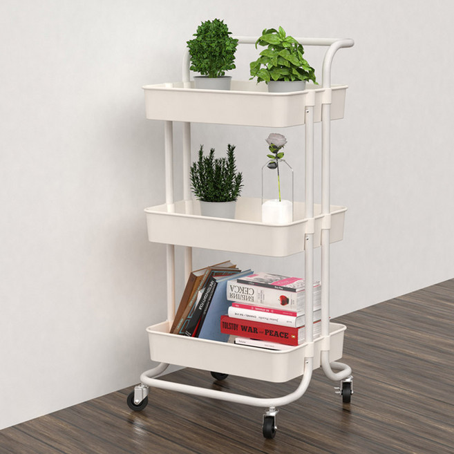 리벤스 이동식 다용도 핸드 트롤리, 모던화이트, 3단