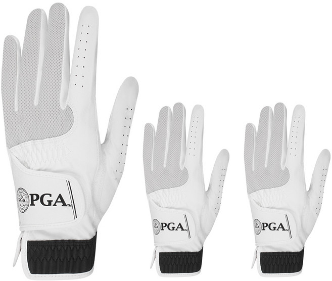 PGA투어 2102F 여성용 합피 골프장갑 왼손용 3p, 화이트, 3개