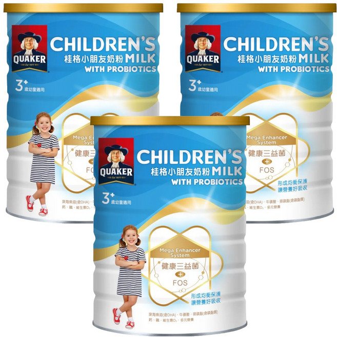 QUAKER 桂格 小朋友奶粉 三益菌配方 3歲以上, 1.5kg, 3罐