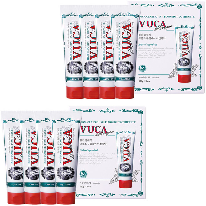 뷰카 클래식 고불소 구취케어 치약, 210g, 8개