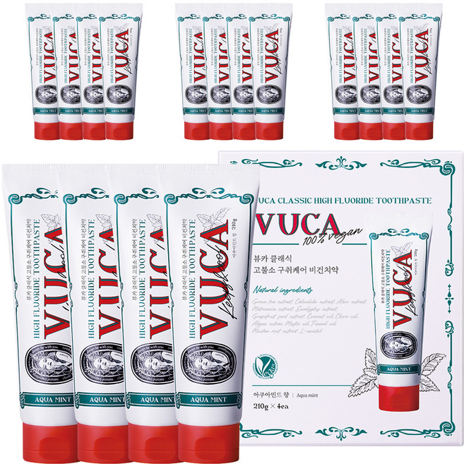 뷰카 클래식 고불소 구취케어 치약, 210g, 16개