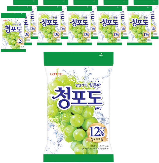 롯데웰푸드 청포도 캔디, 323g, 12개