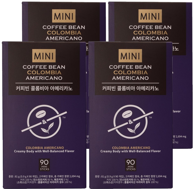 커피빈 콜롬비아 아메리카노 미니 스틱커피, 900mg, 90개입, 4개