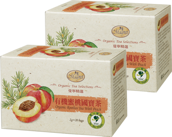 Magnet 曼寧 有機蜜桃國寶茶, 2g, 20包, 2盒