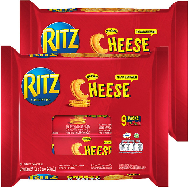 RITZ 麗滋 三明治餅乾 隨手包 起司 9包, 243g, 2袋