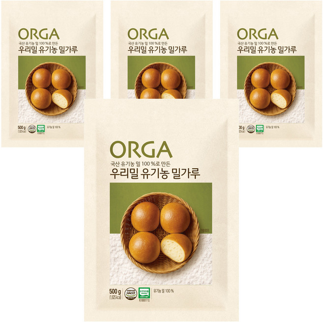 올가홀푸드 유기밀가루, 350g, 4개