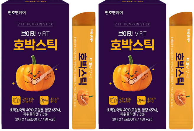 천호엔케어 브이핏 호박젤리스틱 15p, 2개, 300g