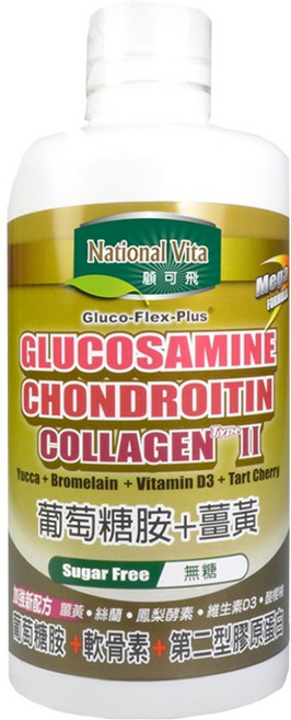 National Vita 顧可飛 葡萄糖胺薑黃軟骨素 Biocell+FYC 25專利升級配方, 946ml, 1瓶
