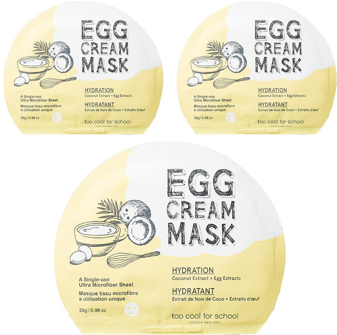 투쿨포스쿨 에그 크림 마스크 하이드레이션, 3개, 1개입