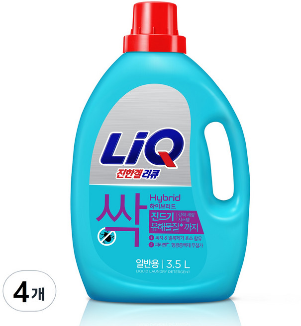 리큐 진한겔 하이브리드 액체세제 일반용 본품, 4개, 3.5L