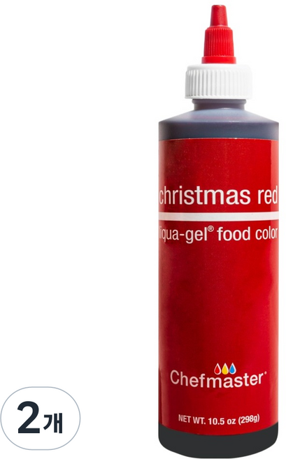 셰프마스터 리쿠아젤 수용성 식용색소 크리스마스레드, 298g, 2개