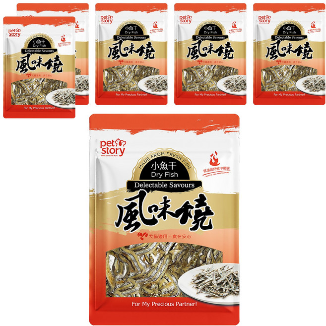 pet story 寵物物語 風味燒-犬貓用小魚干, 小魚干, 80g, 6入