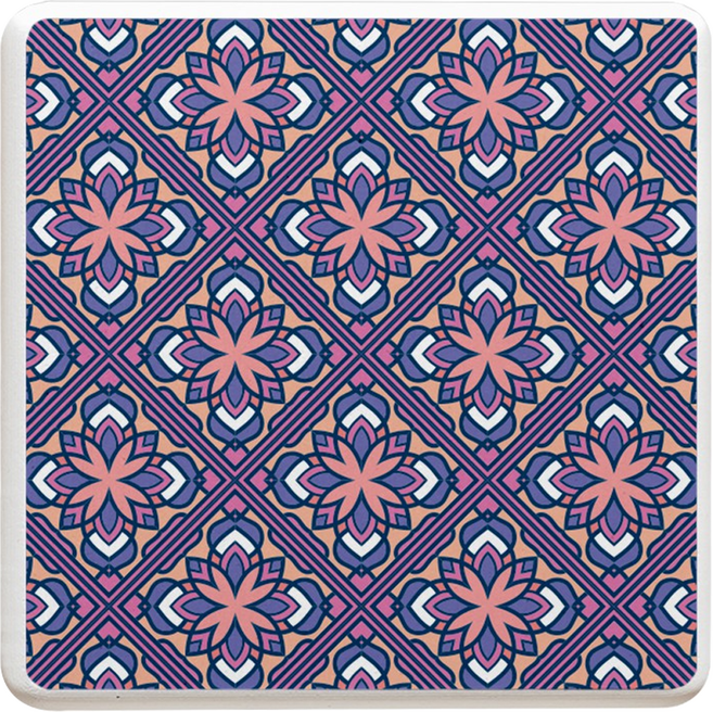 收納王妃 花磚系列杯墊, 1個, 紫藤花 紫色