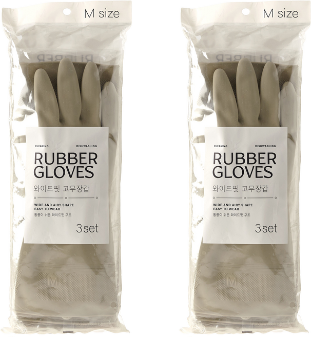 모던하우스 모던 와이드핏 양손 고무장갑, 연그레이, 중(M), 6세트