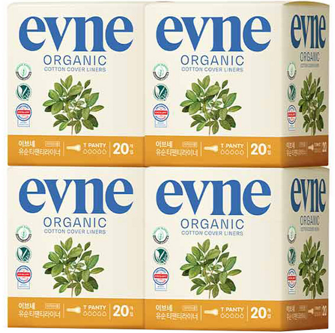 이브네 유순 티팬티라이너, 일반, 20개입, 4개