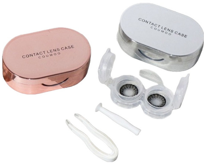 피어니스트 글로시 콤보 렌즈케이스 2종 세트, 실버, 핑크, 1세트