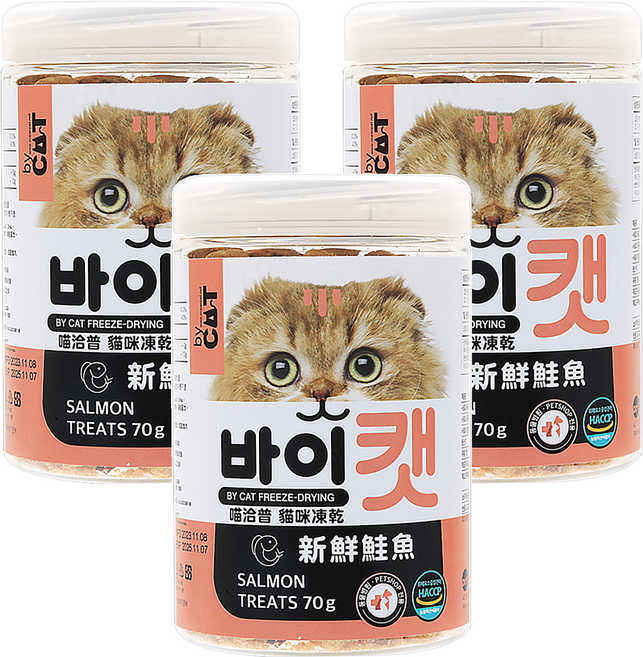by CAT 喵洽普 貓咪凍乾零食, 新鮮鮭魚, 70g, 3罐