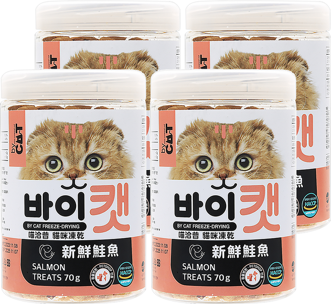 by CAT 喵洽普 貓咪凍乾零食, 新鮮鮭魚, 70g, 4罐