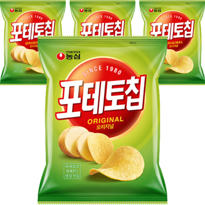 포테토칩 오리지널, 60g, 4개