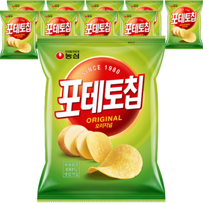 농심 포테토칩 오리지널, 60g, 10개