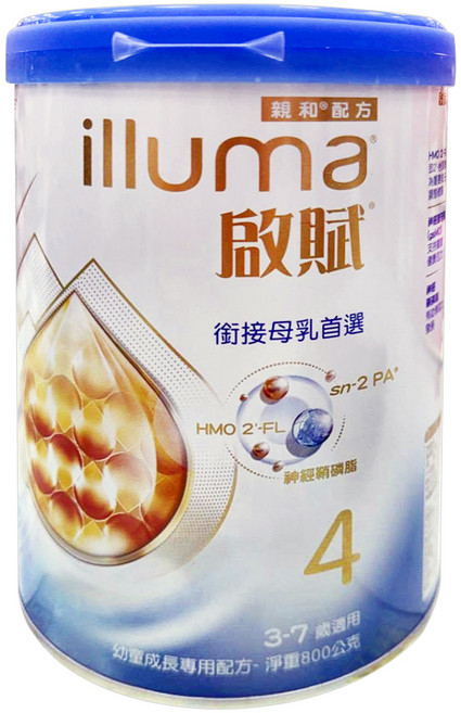 illuma 啟賦 幼童成長專用配方奶粉 4號 HMO 3~7歲, 800g, 1個, 1罐