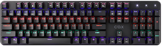 COX 교체축 레인보우 LED 게이밍 기계식 유선 일반형 키보드, 블랙, CK420, 갈축