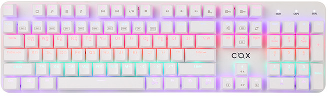 COX 축교환식 레인보우 LED 기계식 게이밍 유선 일반형 키보드, 화이트, CK420, 청축