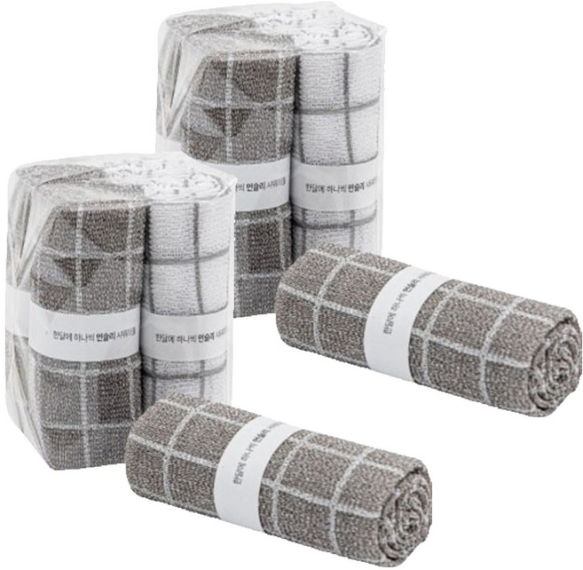 폴인홈 한달에 하나씩 먼슬리 패턴 샤워타월 2종 x 2p 세트, 스퀘어, 4개입, 2세트