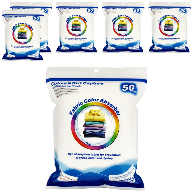 REQIR 立刻 混洗無憂 防染色洗衣紙 吸色固色吸附異味 白色包裝 10 x 14cm, 6包, 50張