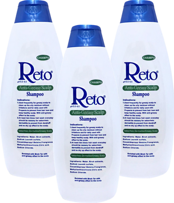 Reto 深層抗油性頭皮洗髮精, 500ml, 3瓶