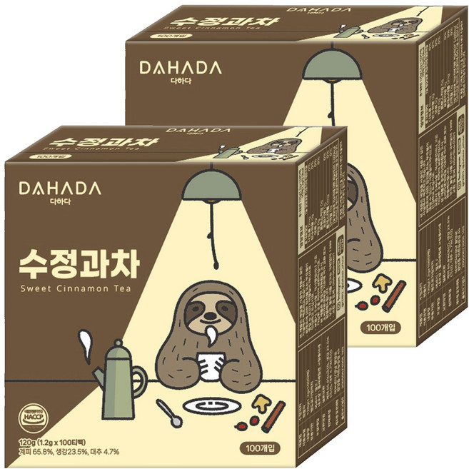 다하다 수정과차, 1.2g, 100개입, 2개