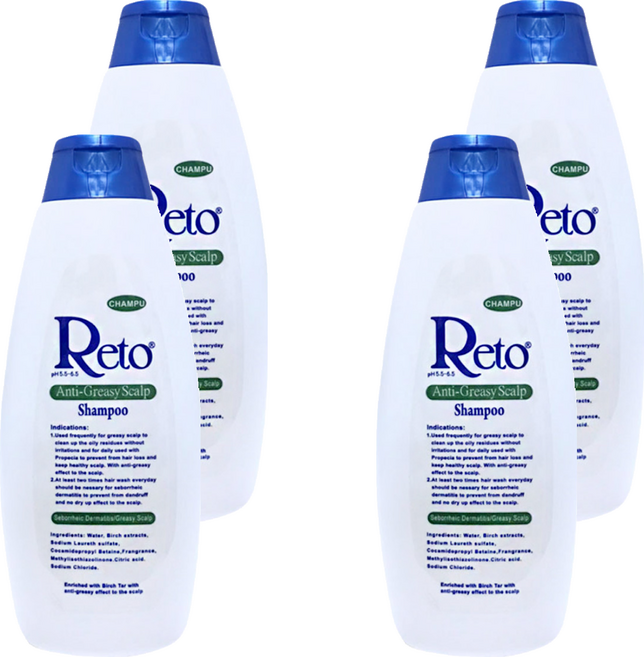 Reto 深層抗油性頭皮洗髮精, 500ml, 4瓶