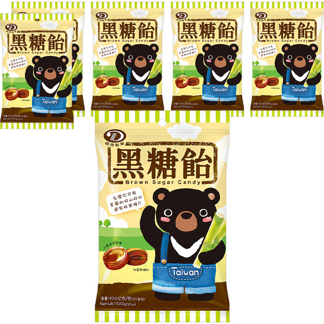 綠得製菓 黑糖飴, 100g, 6包