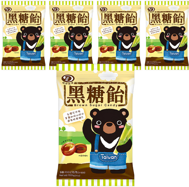 綠得製菓 黑糖飴, 100g, 5包