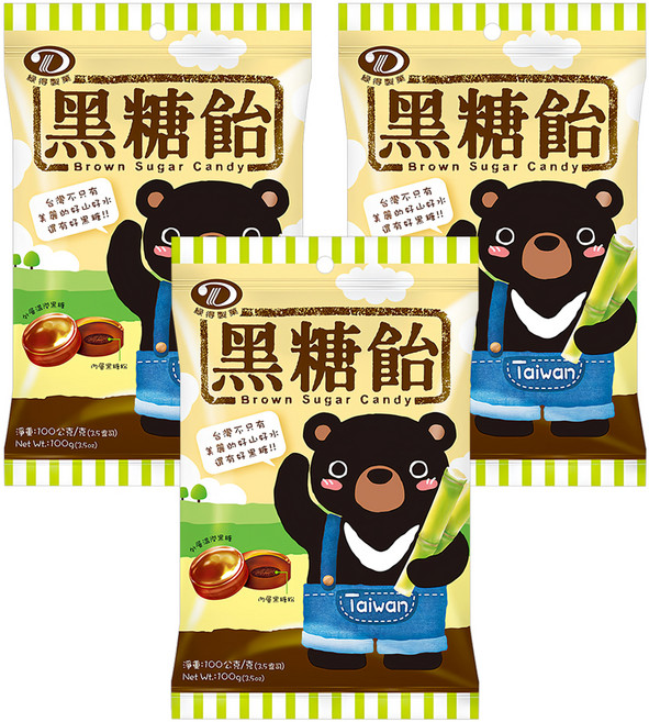 綠得製菓 黑糖飴, 100g, 3包