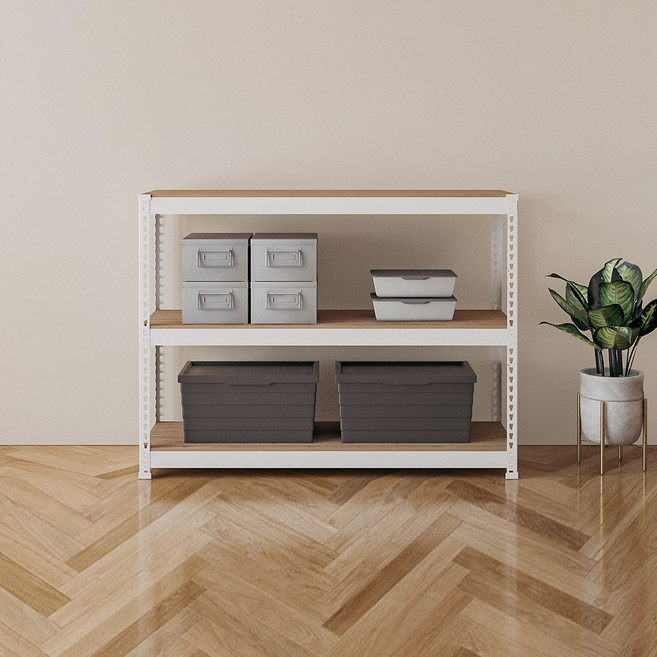 스피드랙 국내 제조 무볼트 조립식 철제 앵글 선반, 화이트, 3단