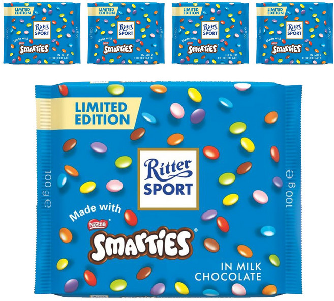 Ritter Sport Smarties牛奶巧克力, 100g, 5包