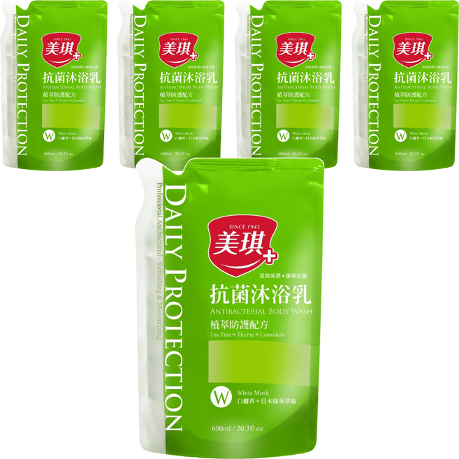 美琪 抗菌沐浴乳補充包 白麝香+日本綠茶萃取 植萃防護配方, 5包