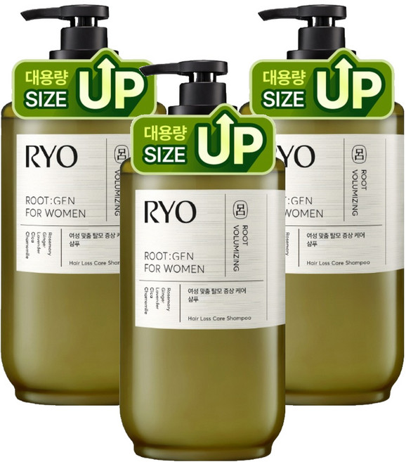 RYO 呂 Rootzen 女性專用緩解掉髮症狀專業護理大容量洗髮精, 800ml, 3個