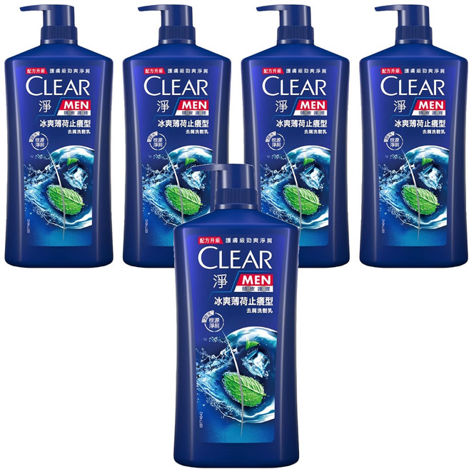CLEAR 淨 冰涼薄荷止癢 男士去屑洗髮乳, 1.2kg, 5瓶