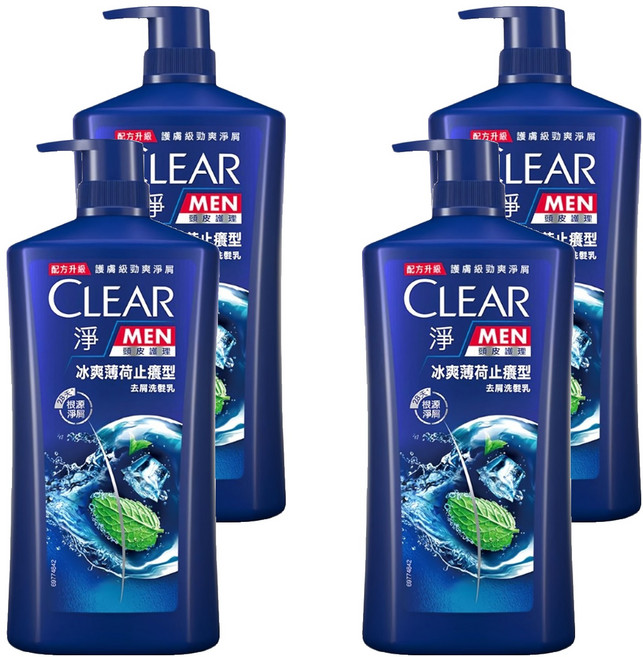 CLEAR 淨 冰涼薄荷止癢 男士去屑洗髮乳, 1.2kg, 4瓶