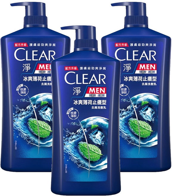 CLEAR 淨 冰涼薄荷止癢 男士去屑洗髮乳, 1.2kg, 3瓶