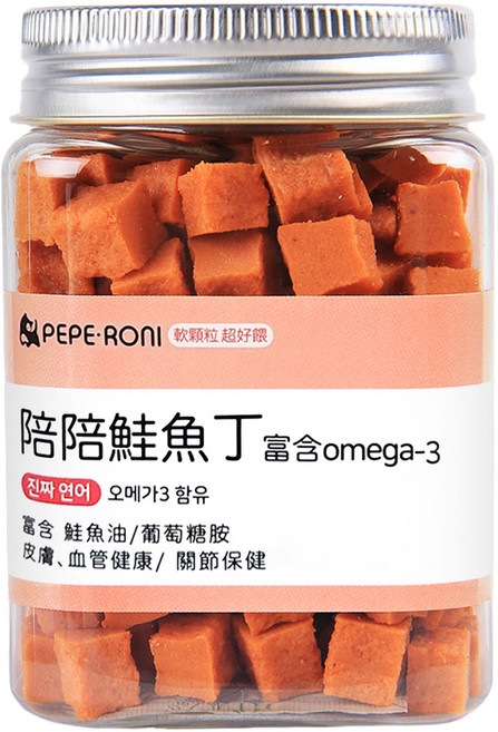 PEPE-RONI 陪陪肉肉 狗零食, 鮭魚丁, 180g, 1罐