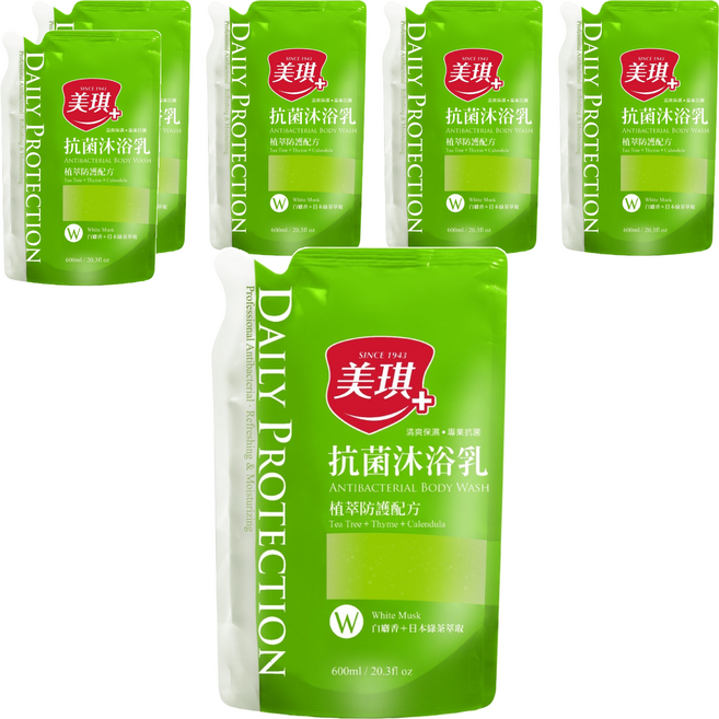 美琪 抗菌沐浴乳補充包 白麝香+日本綠茶萃取 植萃防護配方, 6包