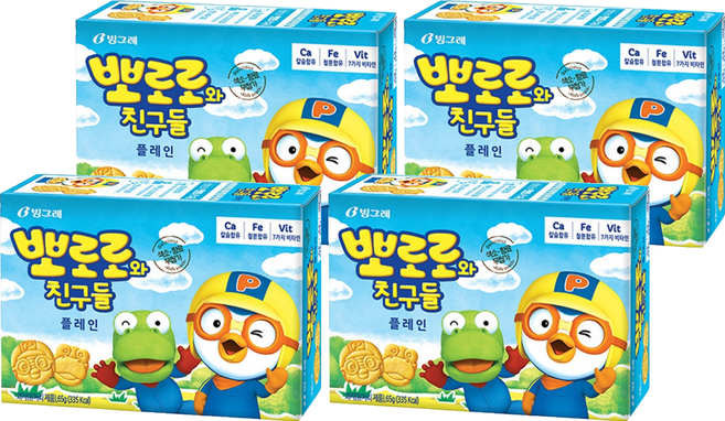 빙그레 뽀로로와 친구들 플레인맛, 65g, 4개
