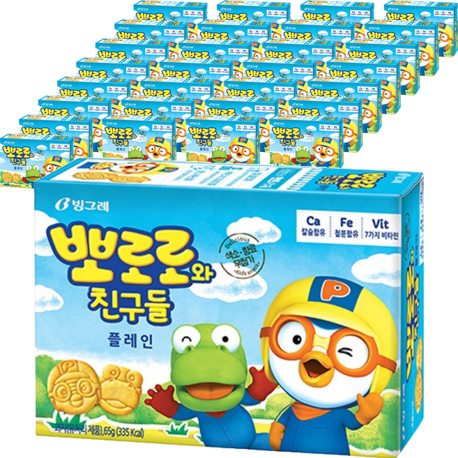 빙그레 뽀로로와 친구들 플레인맛, 65g, 50개