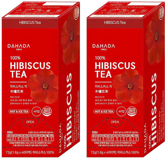 다하다 히비스커스차, 1.8g, 40개입, 2개
