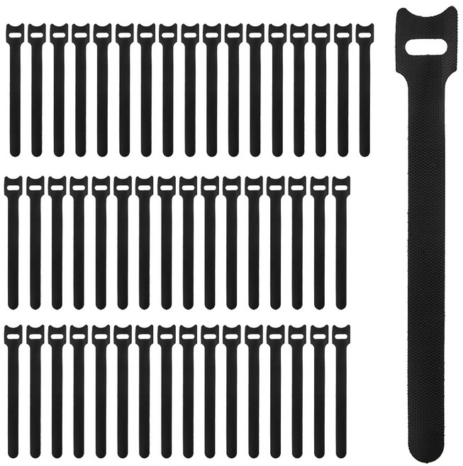 코멧 홈 찍찍이 케이블타이 고리형, 블랙, 50개